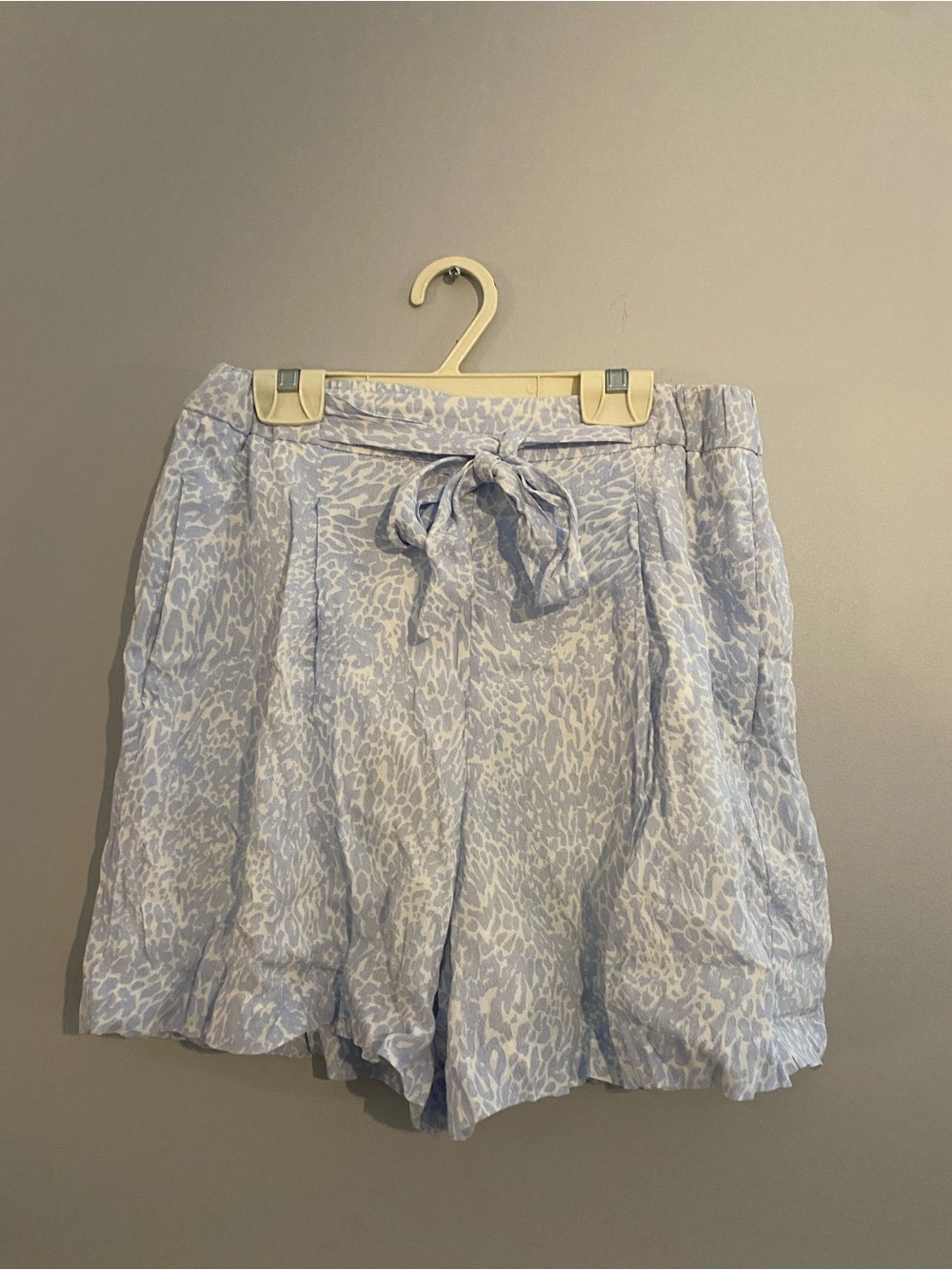 Dynamite Light Blue Animal-Print Tie-Waist Shorts